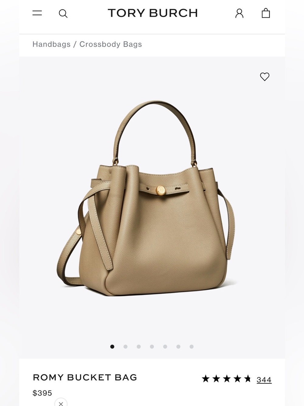 Tory Burch Romy Bucket Bag in Mushroom (Greg, Taupe)